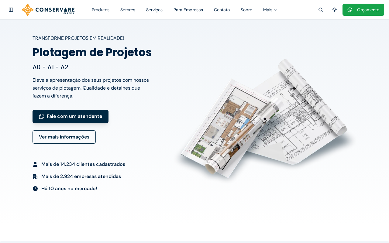 Landing page Conservare Gráfica - Plotagem de Projetos